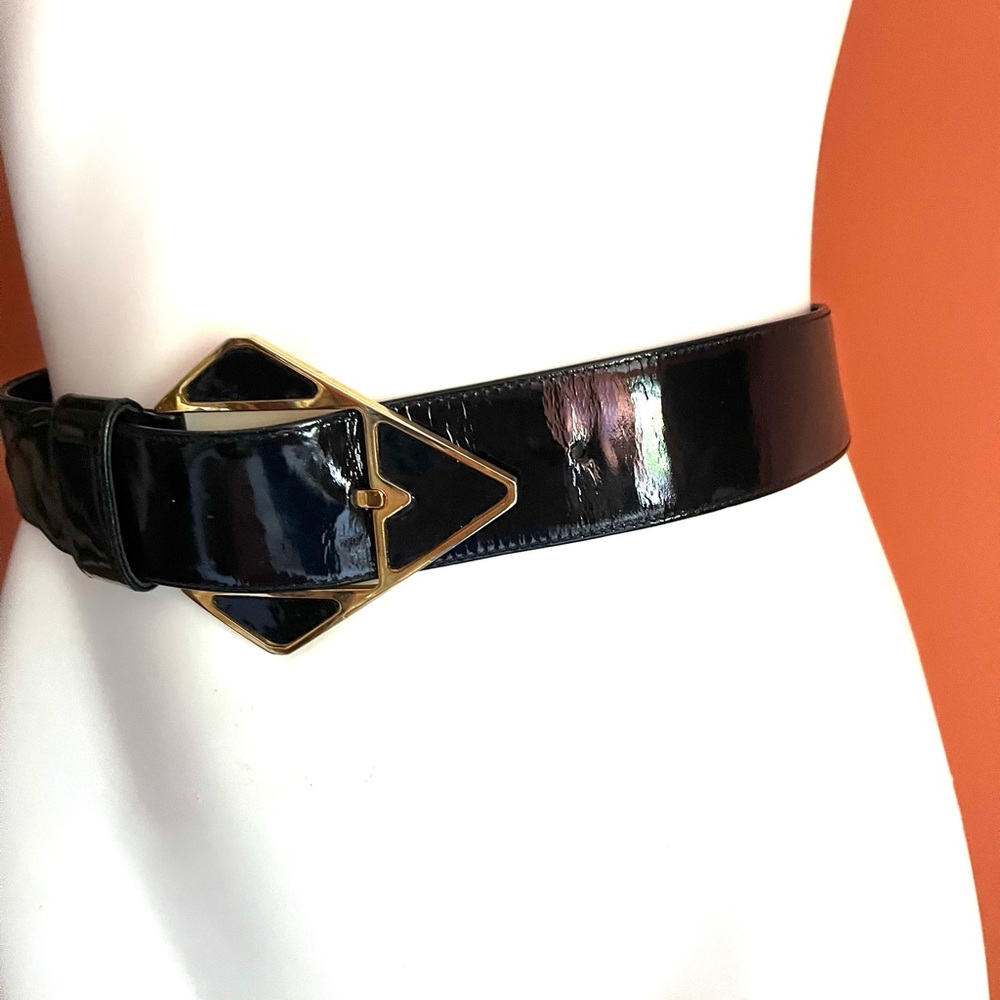 Charles Jourdan Vintage black Patent Leather Adjustable Belt